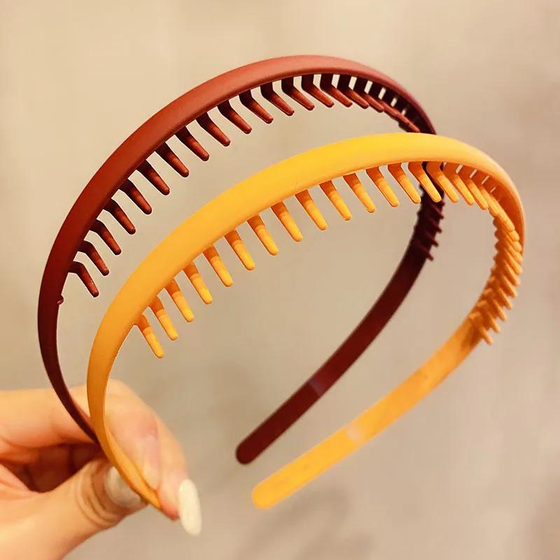 Serre-têtes colorés mats à dents pour femmes, bandeaux de finition pour cheveux rebelles, accessoire