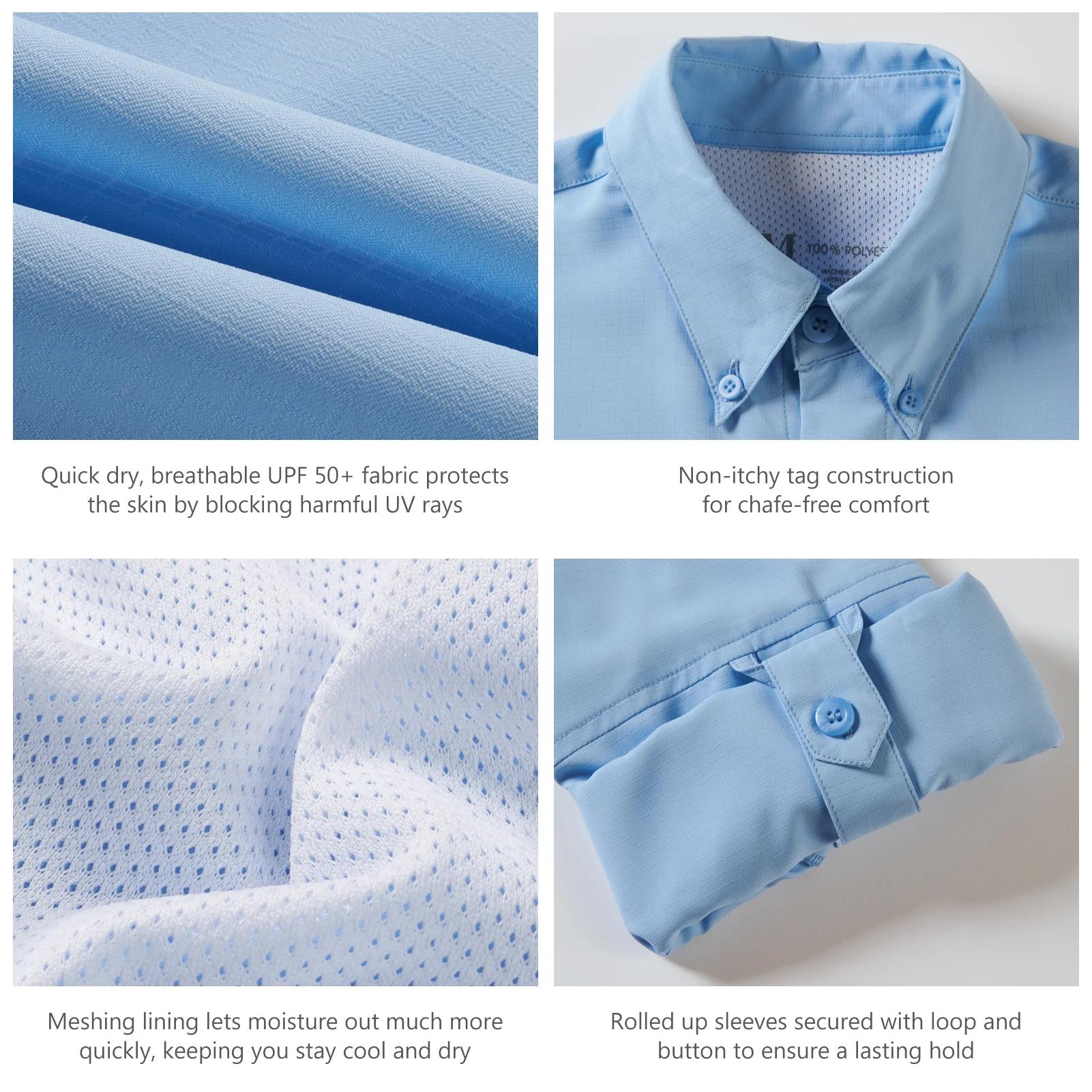 BASSDASH Chemise boutonnée de pêche à manches longues UPF 50 pour homme Performance Séchage rapide F