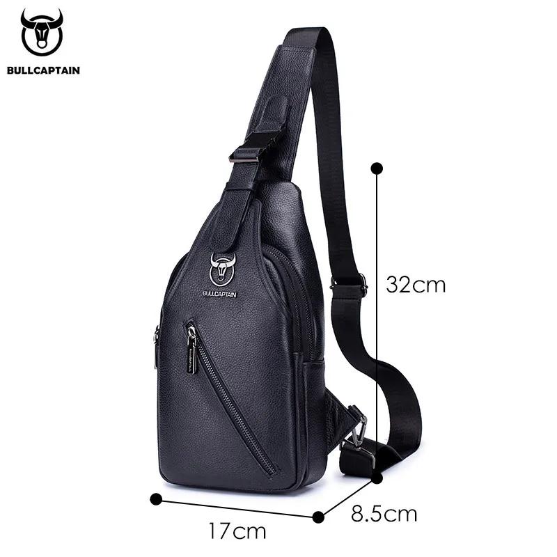 BULLCAPTAIN sac de poitrine en cuir pour hommes sac de rangement de voyage multifonction sac de mess