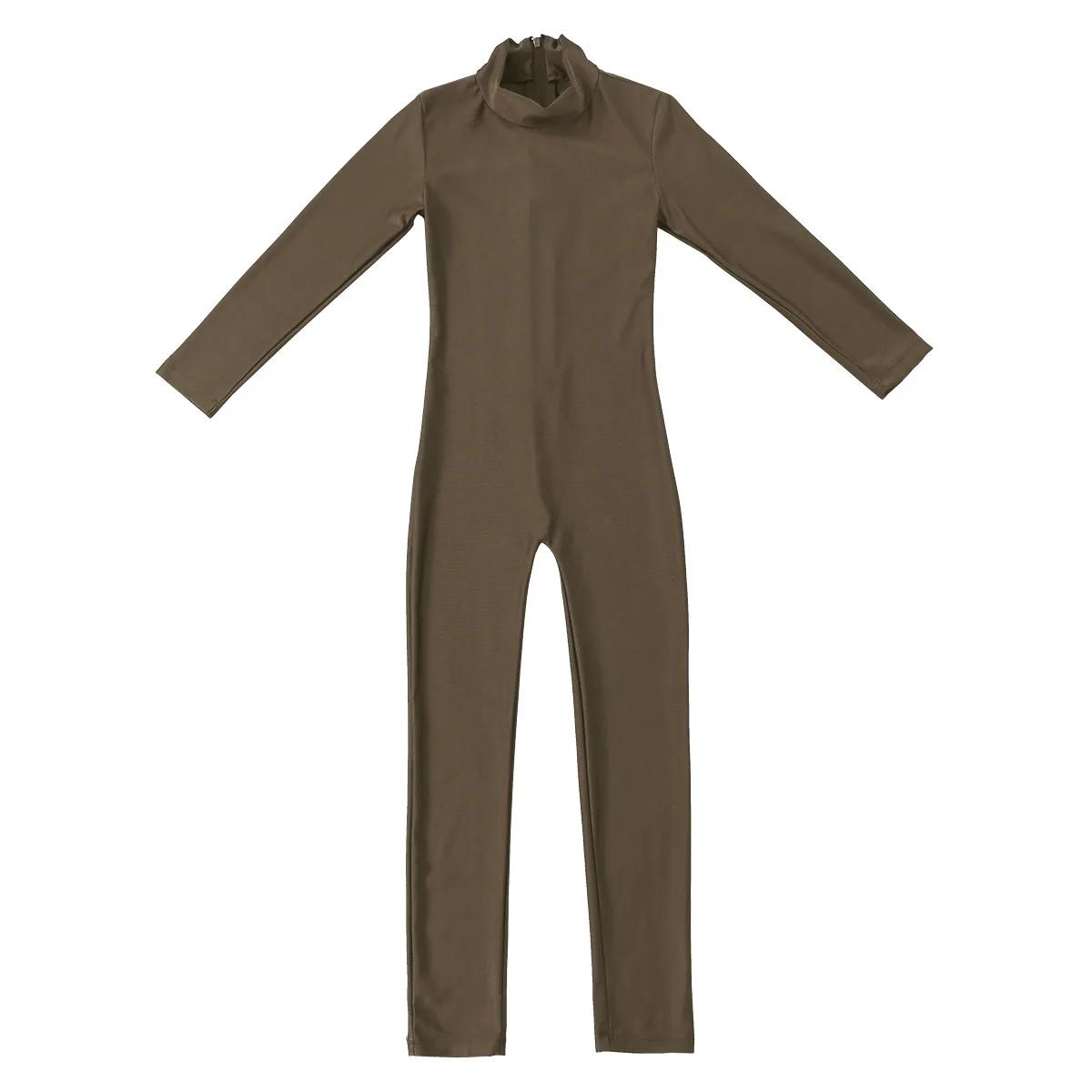Justaucorps à manches longues et col montant en spandex pour filles, justaucorps de gymnastique de b