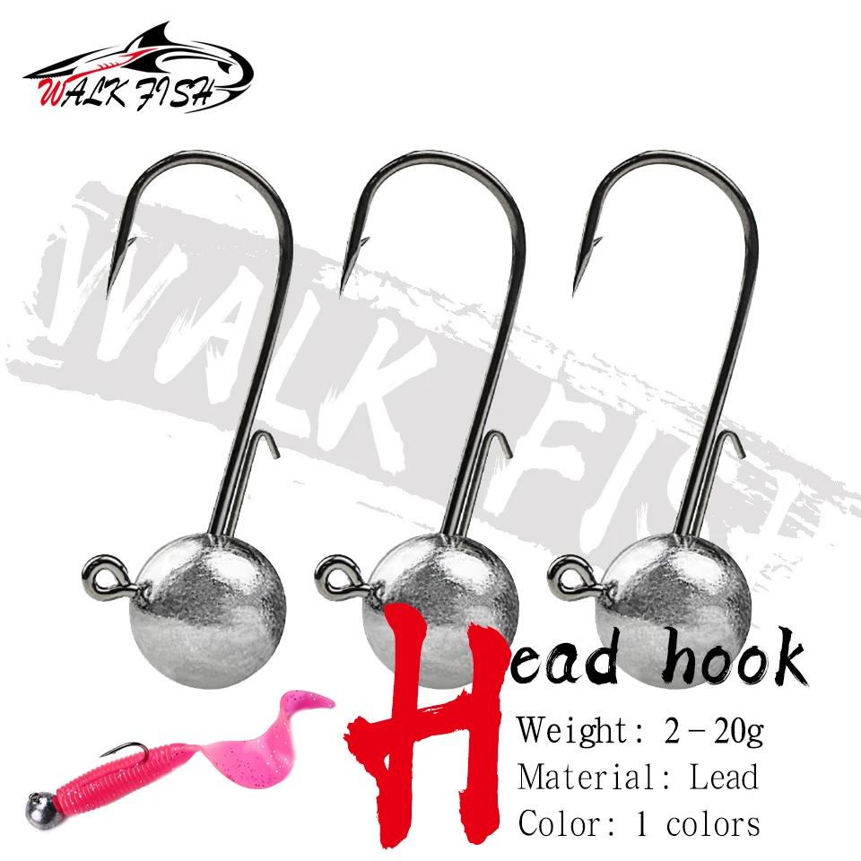 WALK FISH – crochet de gabarits à tête NED, 5 pièces/lot, 2g-20g, toutes tailles, boule ronde, croch