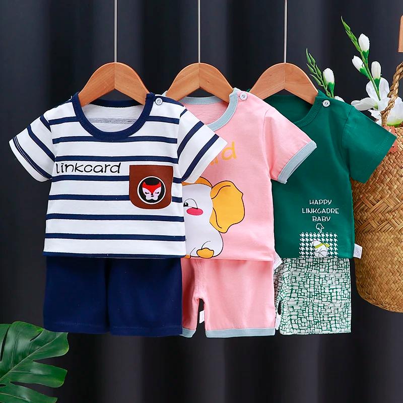 Ensemble de vêtements pour enfants bébé garçon/fille T-Shirt + short vêtements d'été coton dessin an