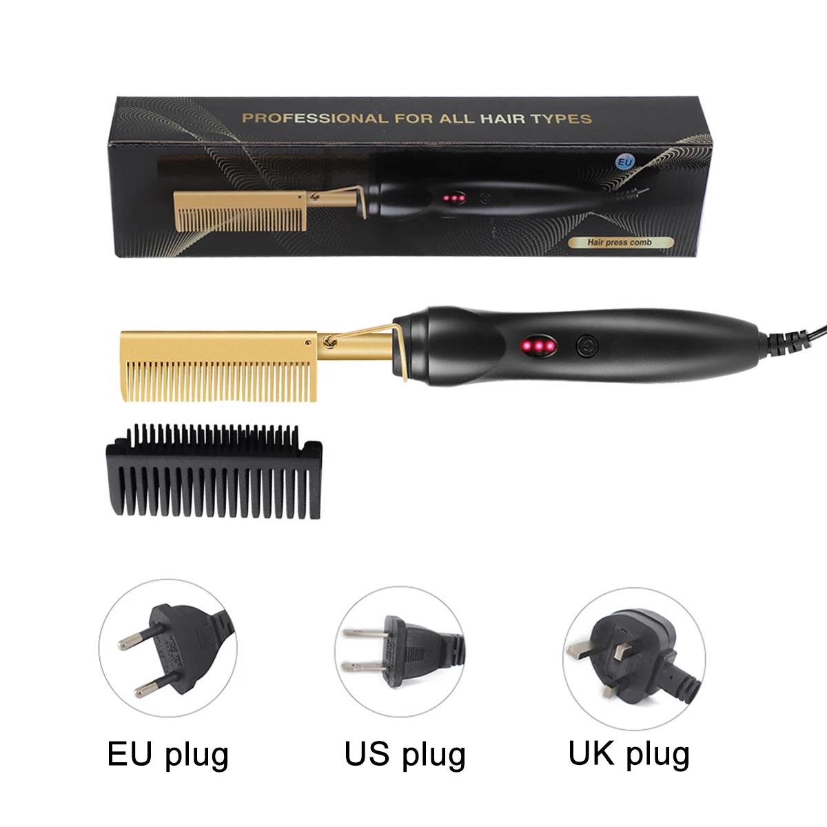 Peigne chauffant 2-en-1 : Lisseur électrique à chauffage rapide, portable, anti-brûlure, pour cheveu