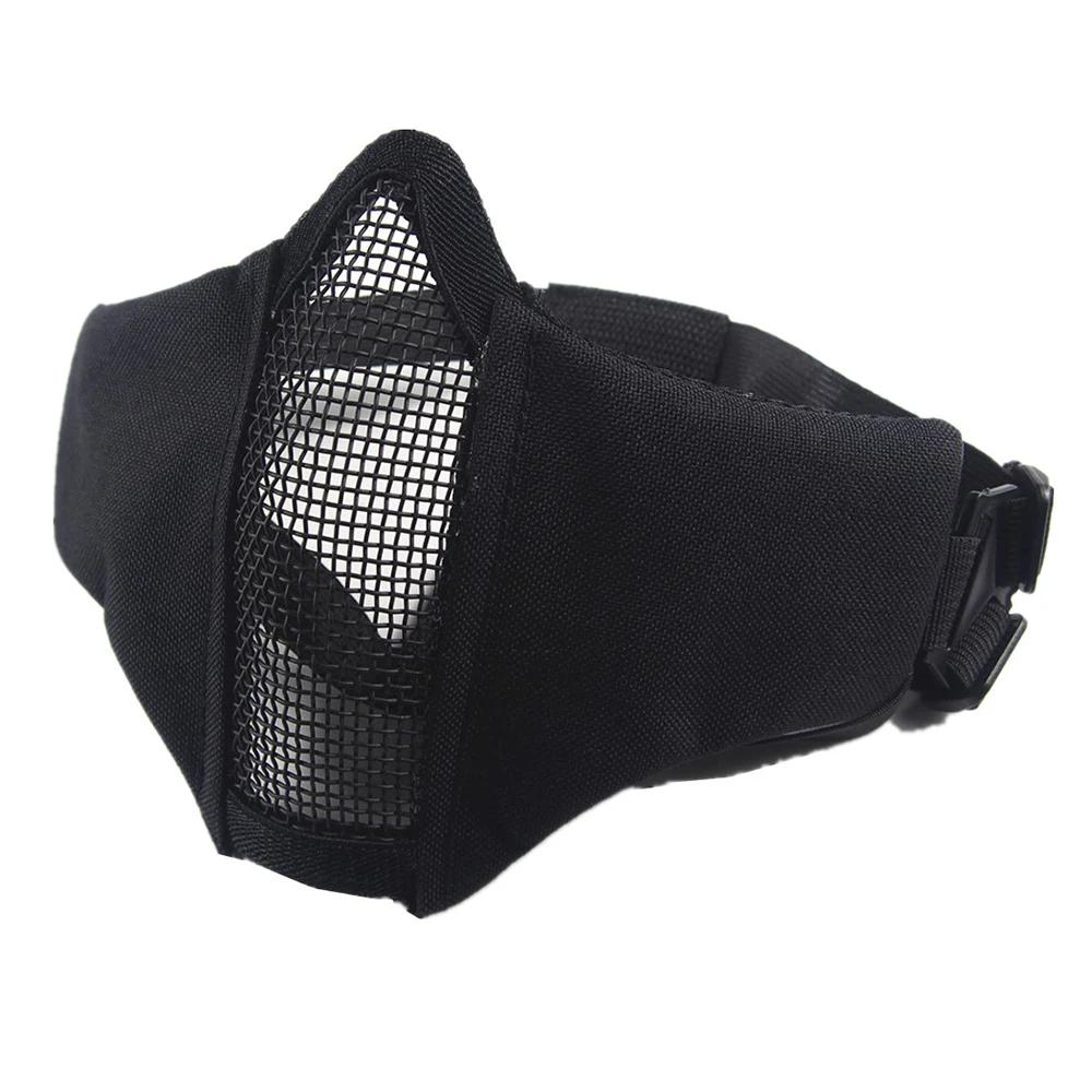 Masque tactique demi-visage Airsoft pliable en maille métallique, Double ruban réglable CS Wargame c