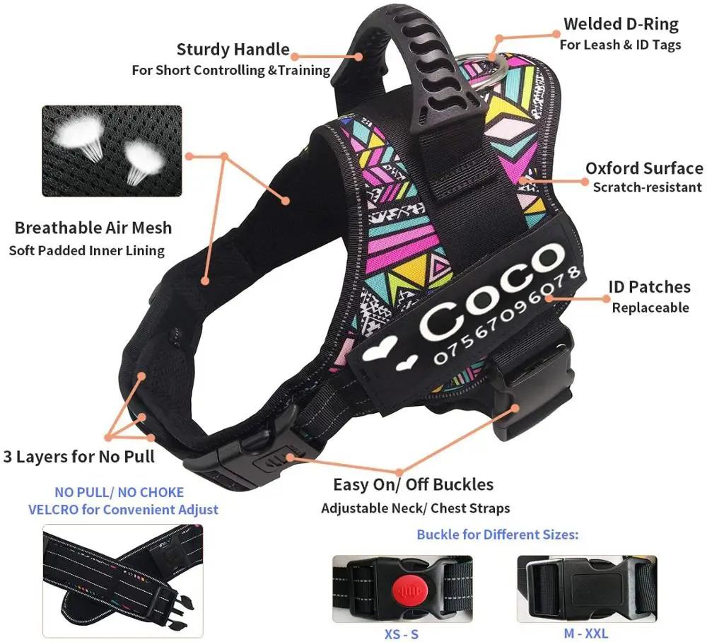 DOG FAVORS – harnais coloré pour chien, gilet, étiquettes personnalisables, collier réfléchissant po