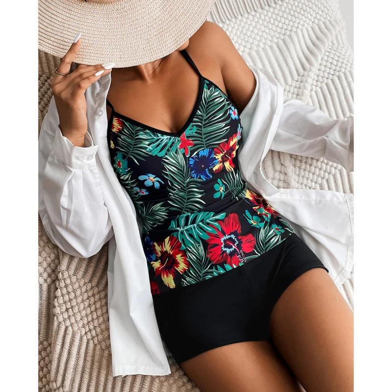 Ensemble tankini grande taille 2026 pour femme - Maillot de bain sport piscine et plage deux pièces