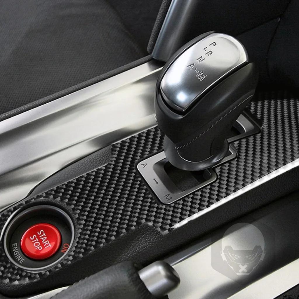 Ensemble complet d'autocollants en Fiber de carbone véritable, accessoires d'intérieur de voiture po