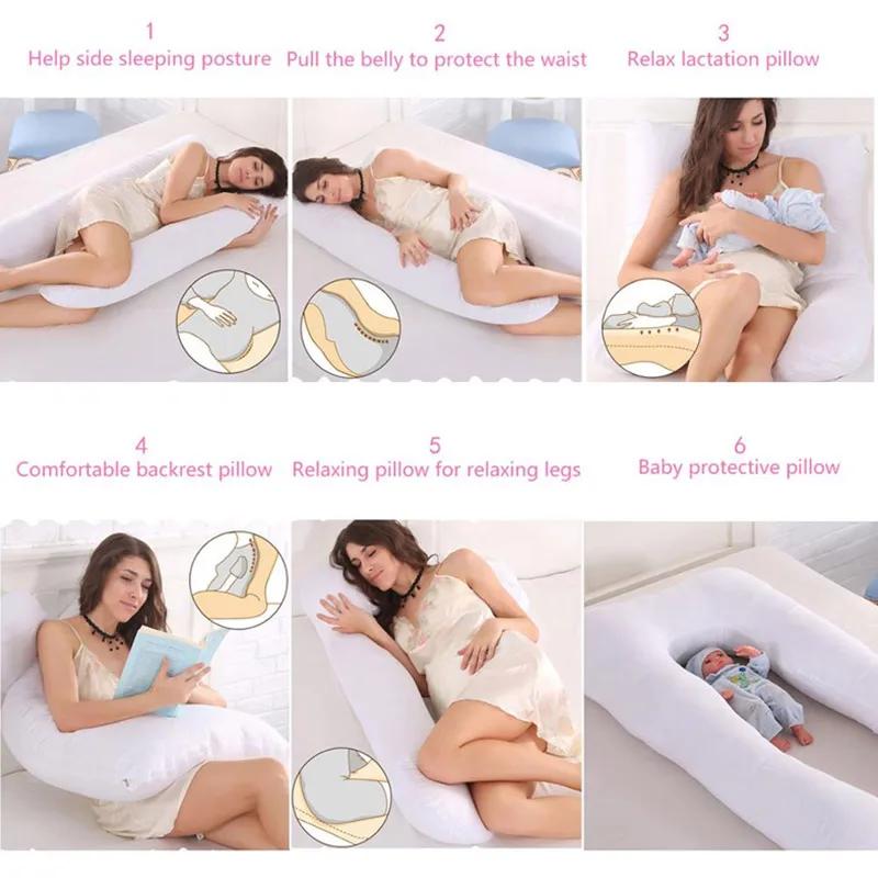 PANGDUBE oreiller de grossesse 130*70 cm oreiller de taille de couchage pour les femmes enceintes or