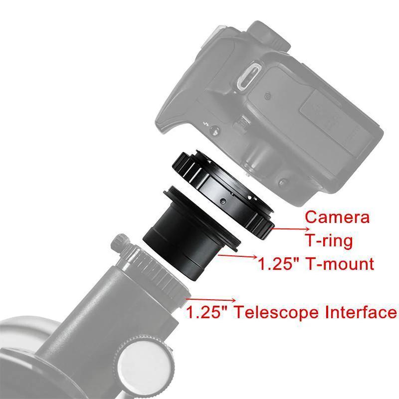 Adaptateur de télescope en métal à monture en T de 1.25 pouces et appareils photo Canon EOS Nikon So