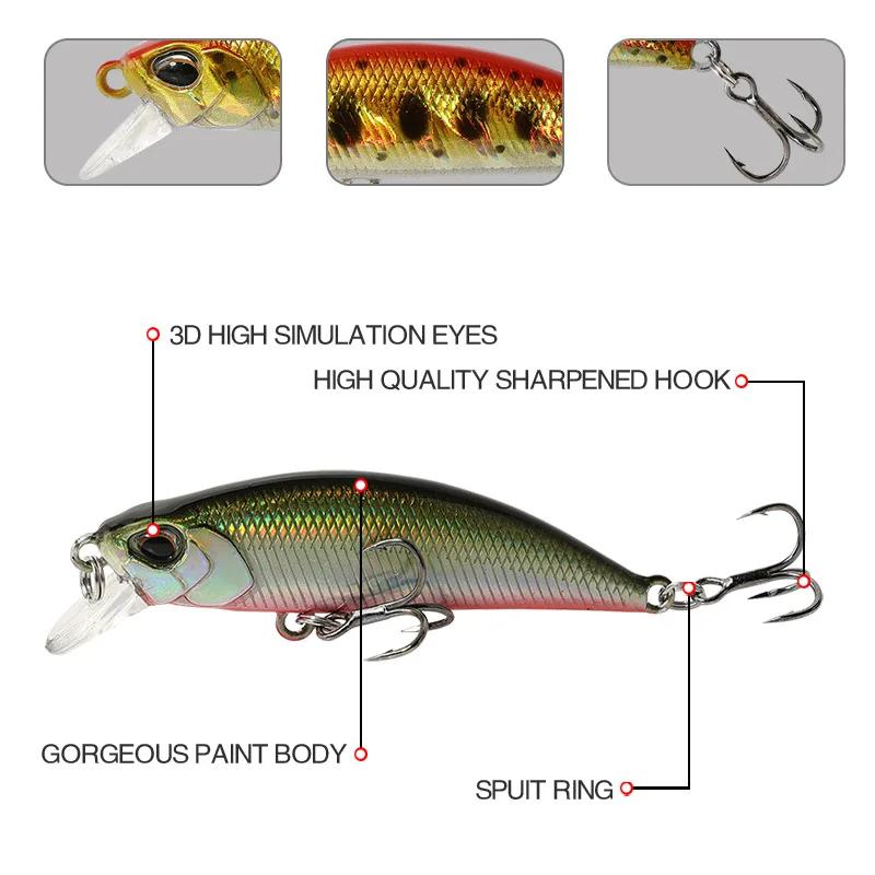 2023 chaud 50Mm 5G Mini coulant méné leurres de pêche Jerkbaits Peche appât artificiel Wobbler leurr