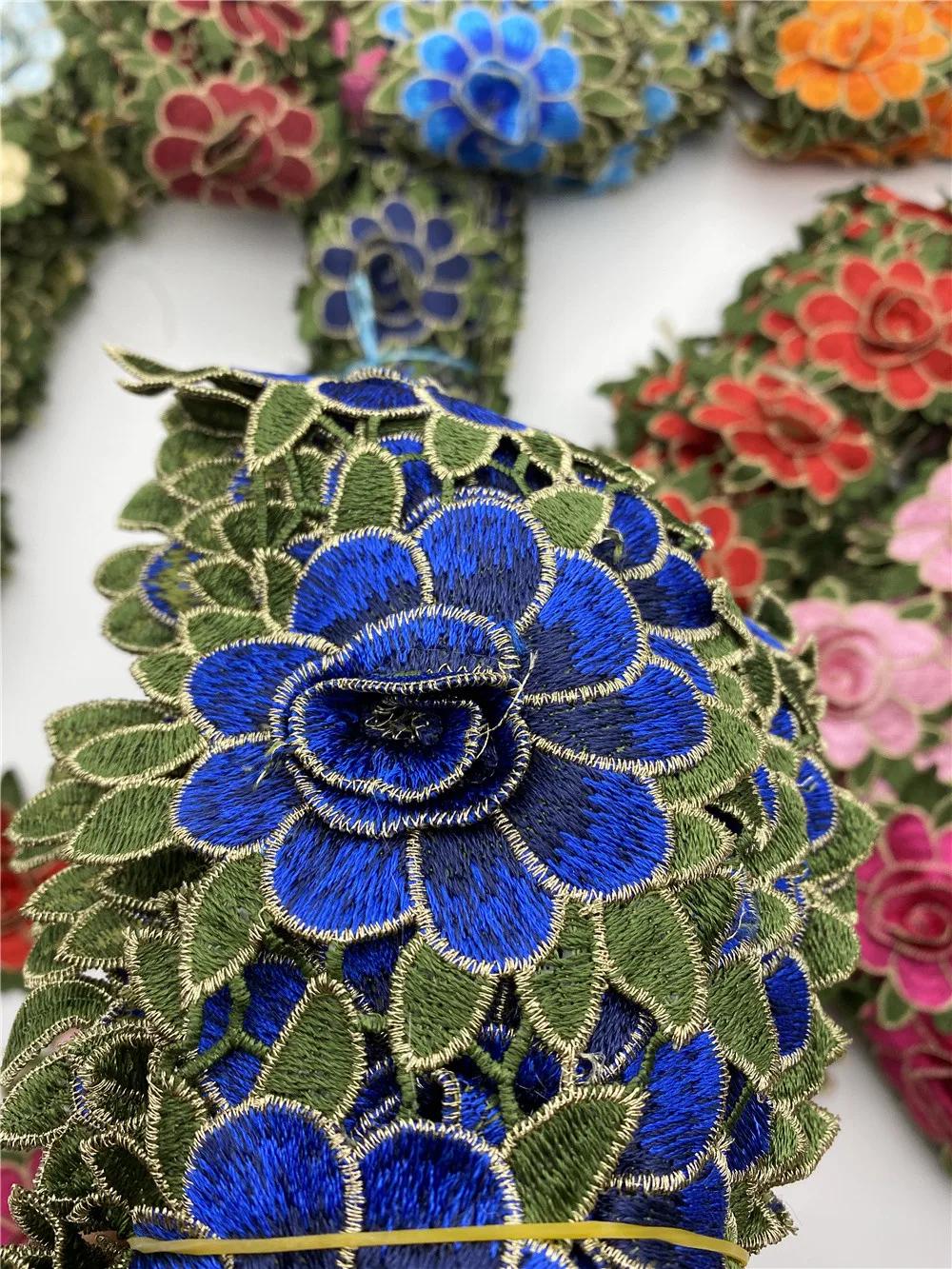 Promotion Tissu brodé africain nigérian à fleurs, dentelle appliquée pour artisanat DIY et vêtements