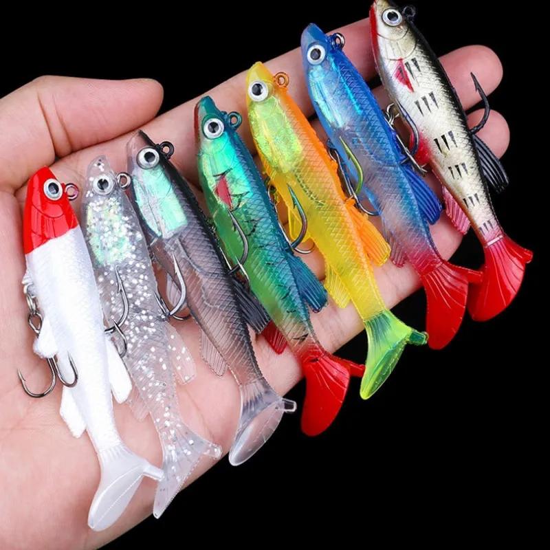 1 pièces 8.5 cm 12.5g Wobbler plomb leurre souple gabarit artificiel Silicone appât triple crochets 
