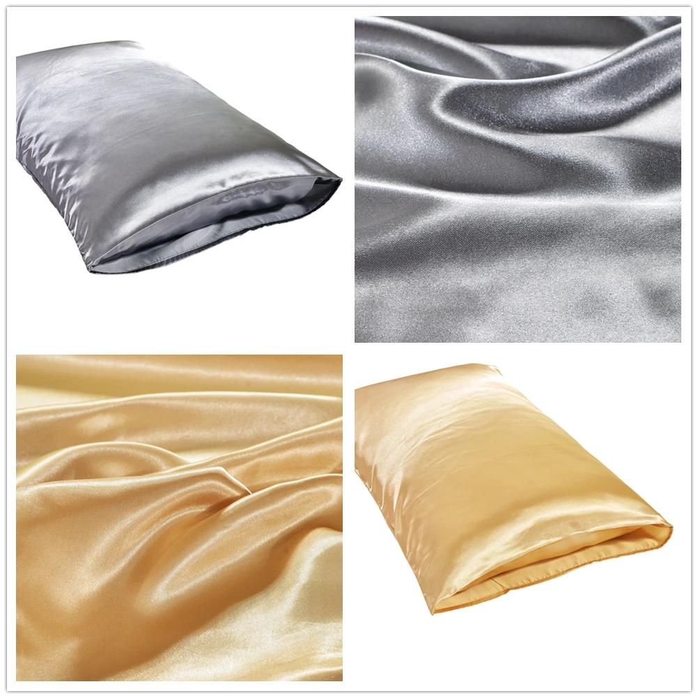Taie d'oreiller en Satin de soie Queen, 1 pièce, housse de literie pour la maison, oreiller lisse, r