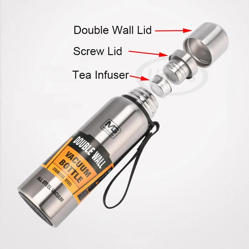 UPORS – Thermos Portable en acier inoxydable de grande capacité, flacon isolé avec corde, 500/700/10