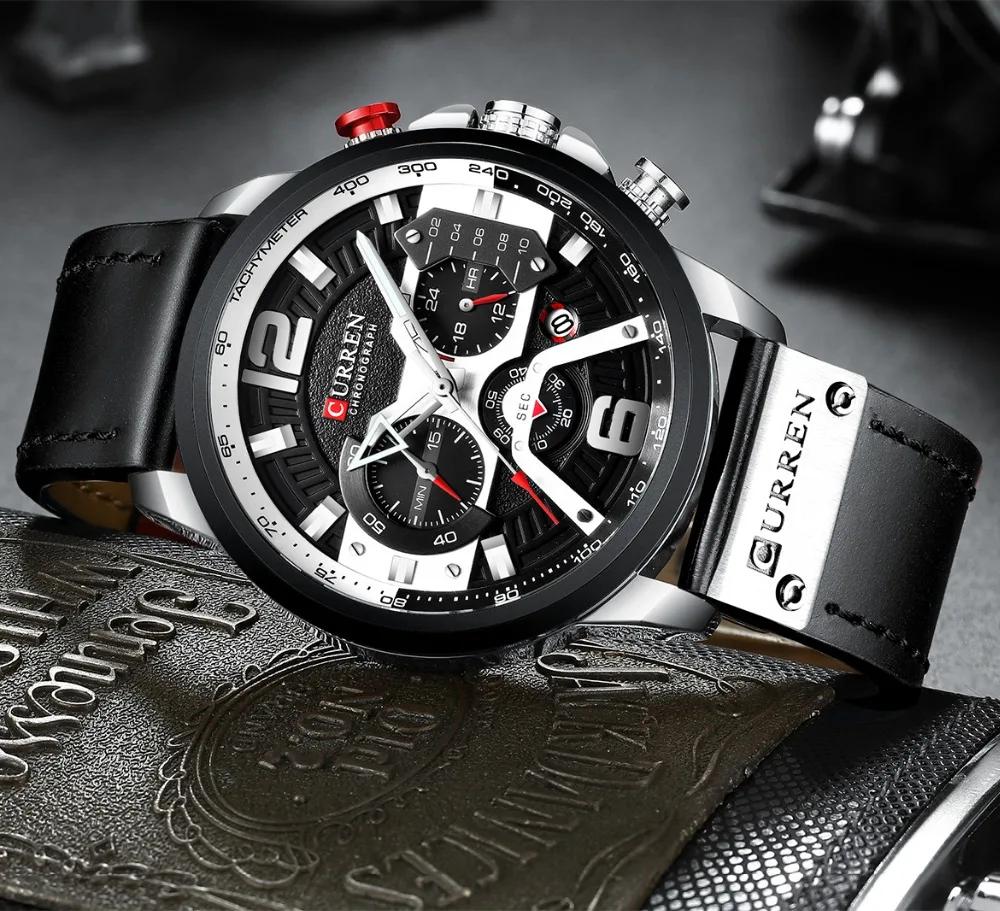 CURREN montres de Sport décontractées pour hommes bleu Top marque de luxe militaire en cuir montre-b
