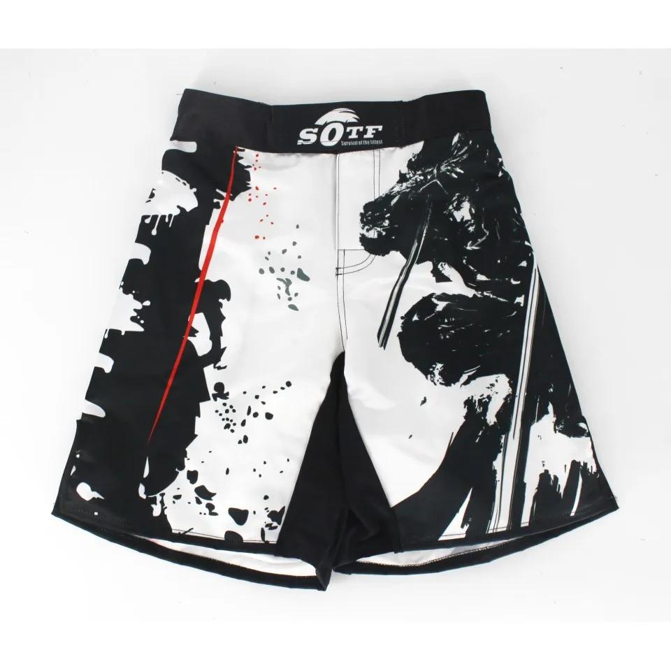 SOTF noir taille élastique Bushido Fitness féroce ninja combat sport shorts tigre Muay Thai mma shor