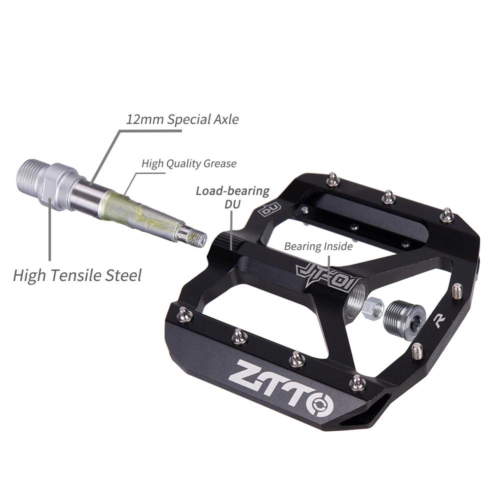 ZTTO vtt roulement en alliage d'aluminium pédale plate vélo bonne poignée léger 9/16 pédales grand p