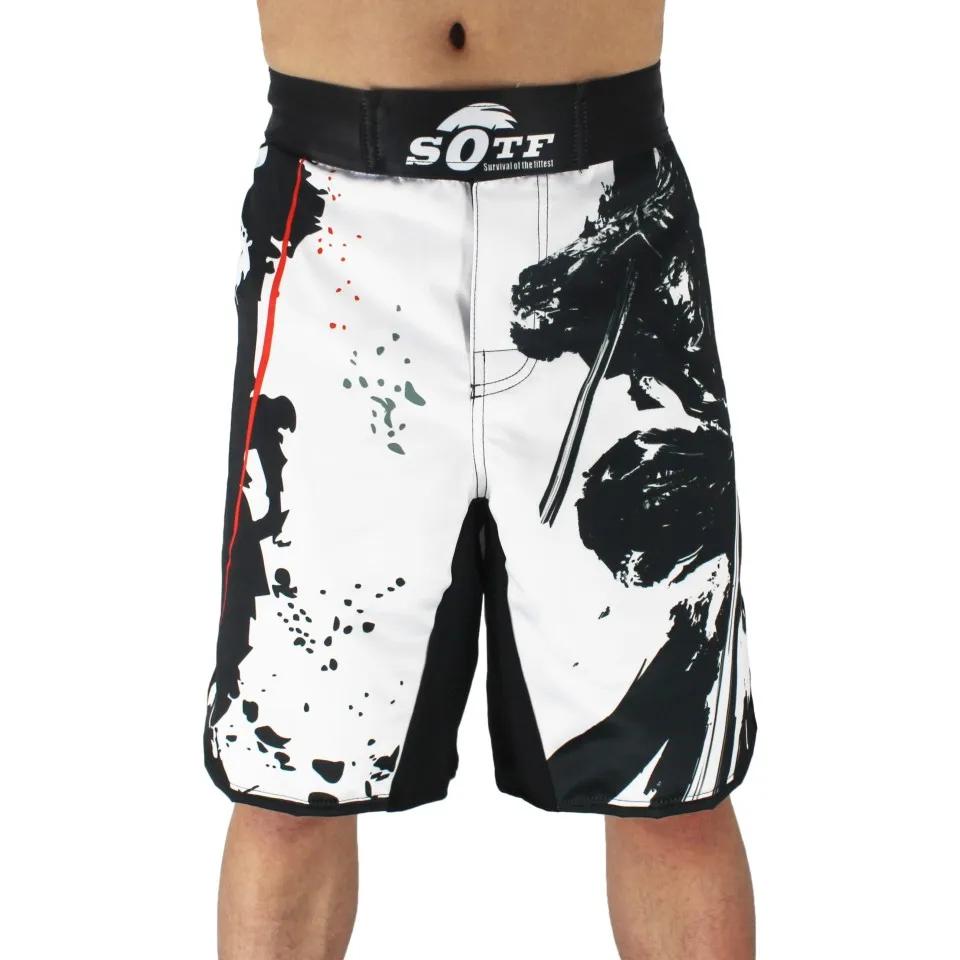 SOTF noir taille élastique Bushido Fitness féroce ninja combat sport shorts tigre Muay Thai mma shor
