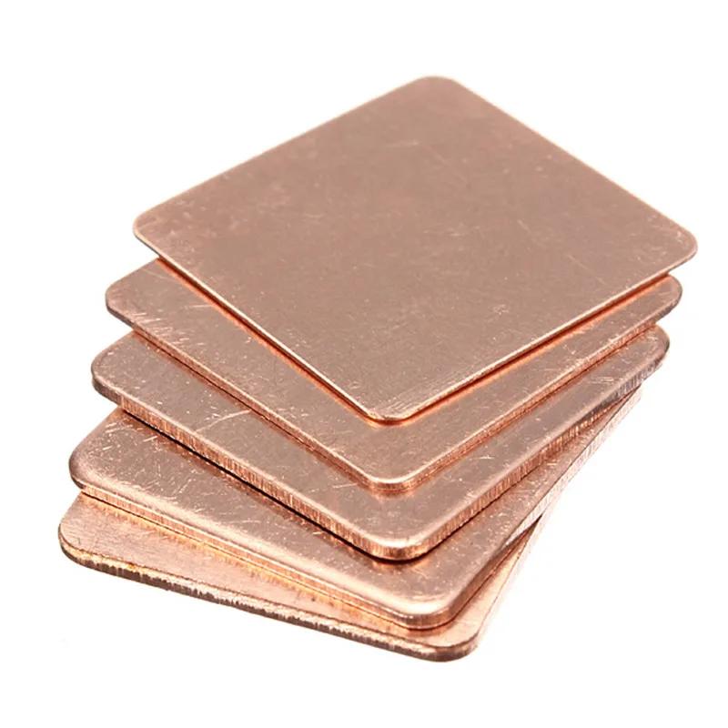 5 pièces 15x1 5/20x20mm 0.3mm-2mm d'épaisseur dissipateur thermique cale en cuivre tampons thermique