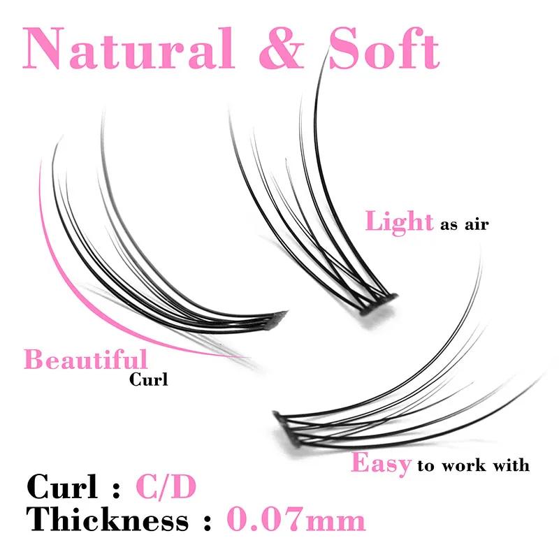 Kimcci 120 pièces Extensions de cils individuels en vison de qualité supérieure, effet queue de pie,