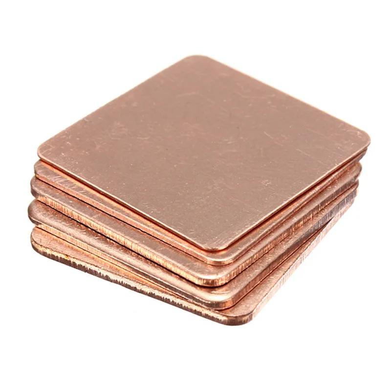 5 pièces 15x1 5/20x20mm 0.3mm-2mm d'épaisseur dissipateur thermique cale en cuivre tampons thermique