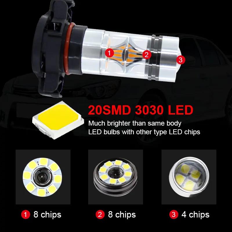 2 pièces CANBUS H16 5202 PS19W ampoule LED pour AUDI A3 8P 2008-2013 feux de jour LED ampoule DRL sa