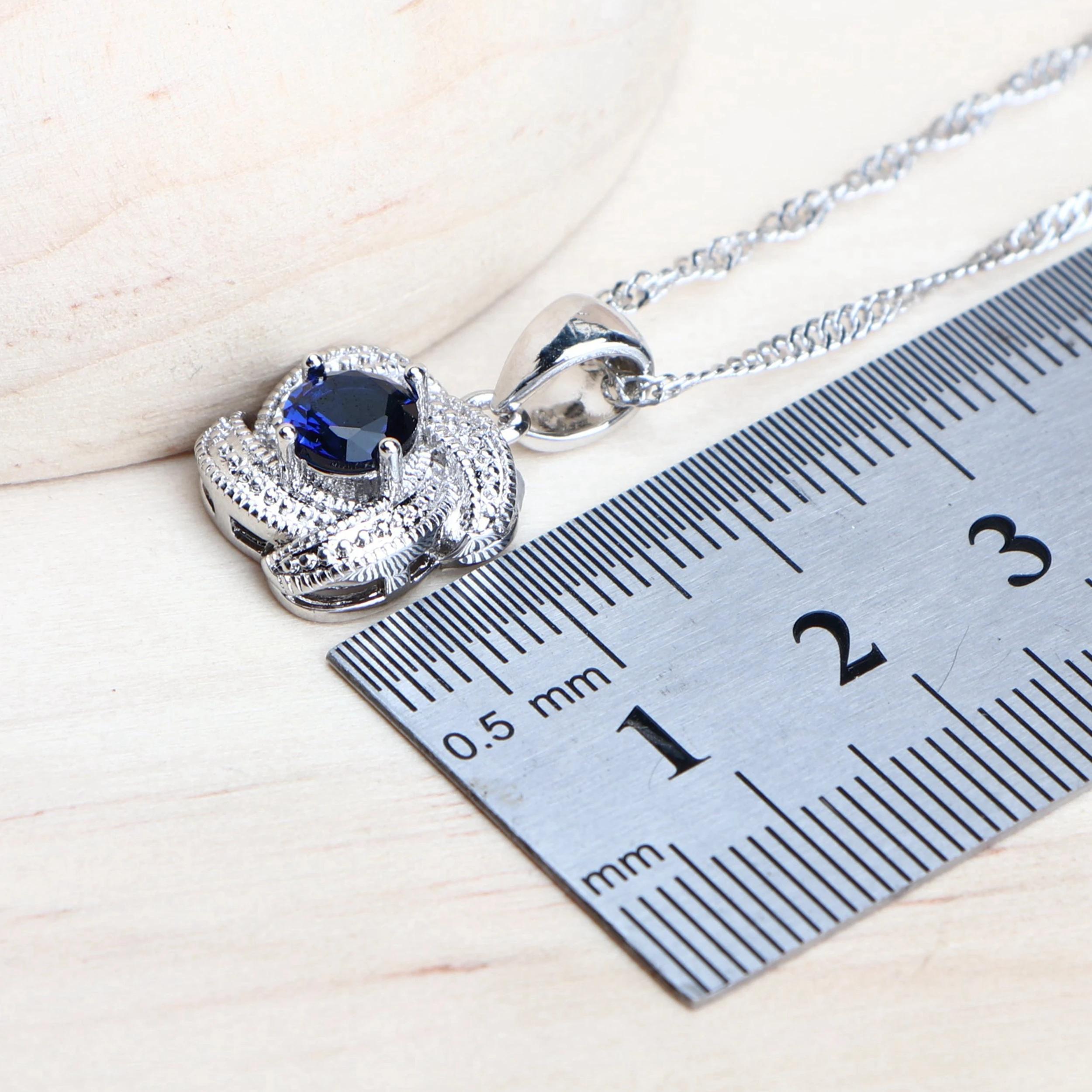 Ensembles de bijoux en zircon bleu pour femmes, en argent Sterling 925, Costume de mariage, bijoux, 