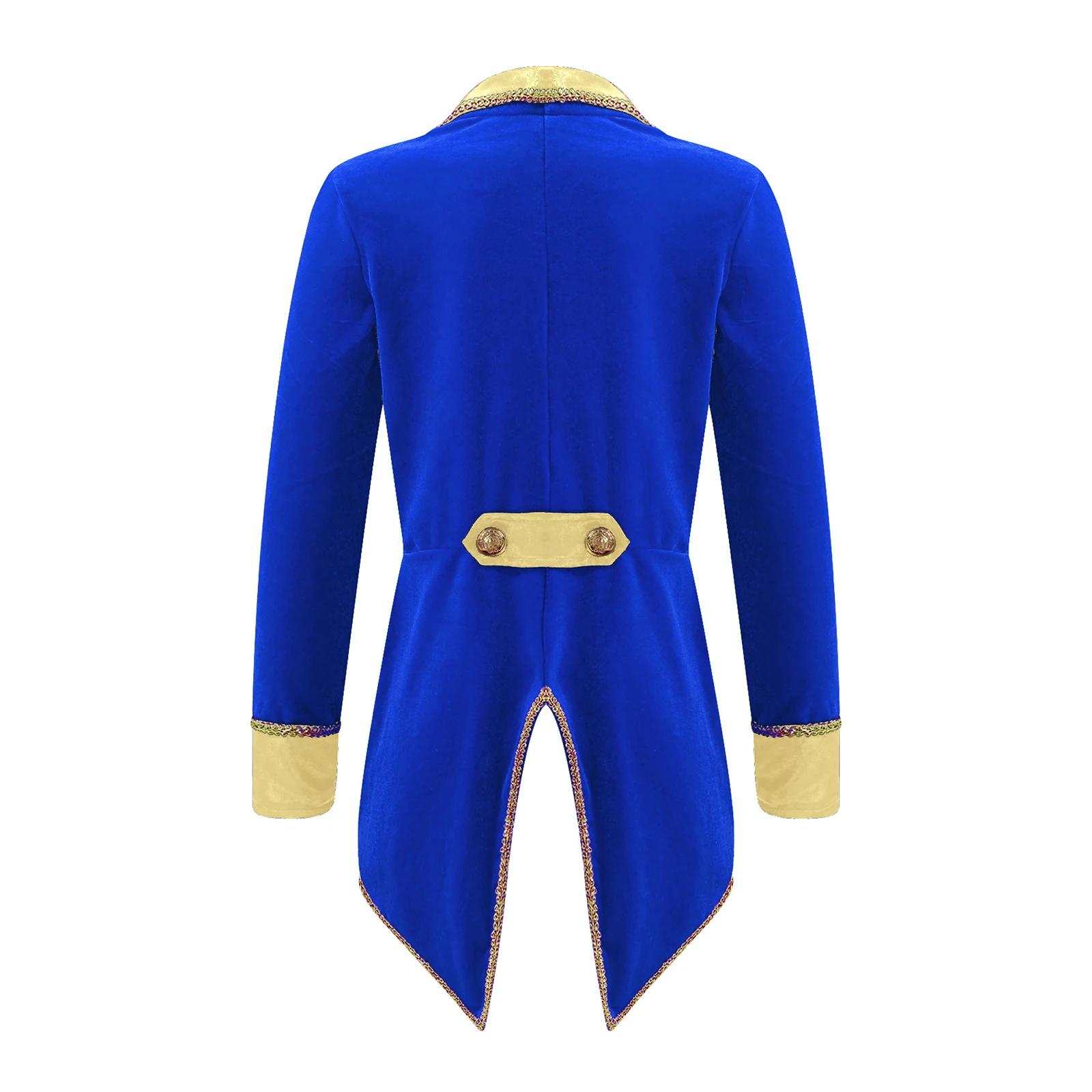 Costume de cirque pour enfants, maître de cérémonie ou magicien, veste longue à revers en velours, p