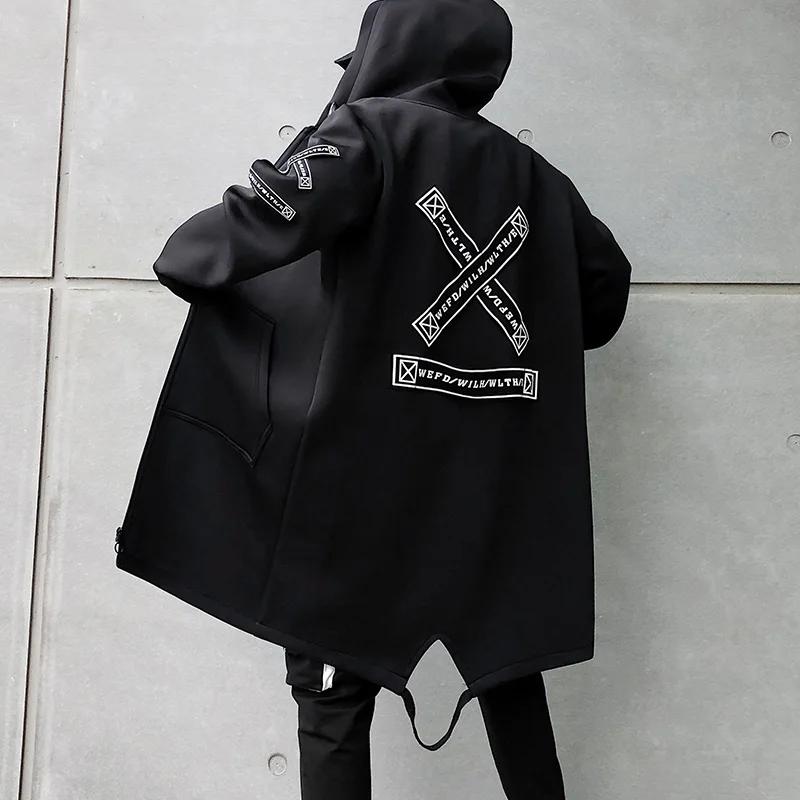 Nouveaux hommes Streetwear noir vestes et manteaux Hip Hop Harajuku à capuche hommes coupe-vent pard