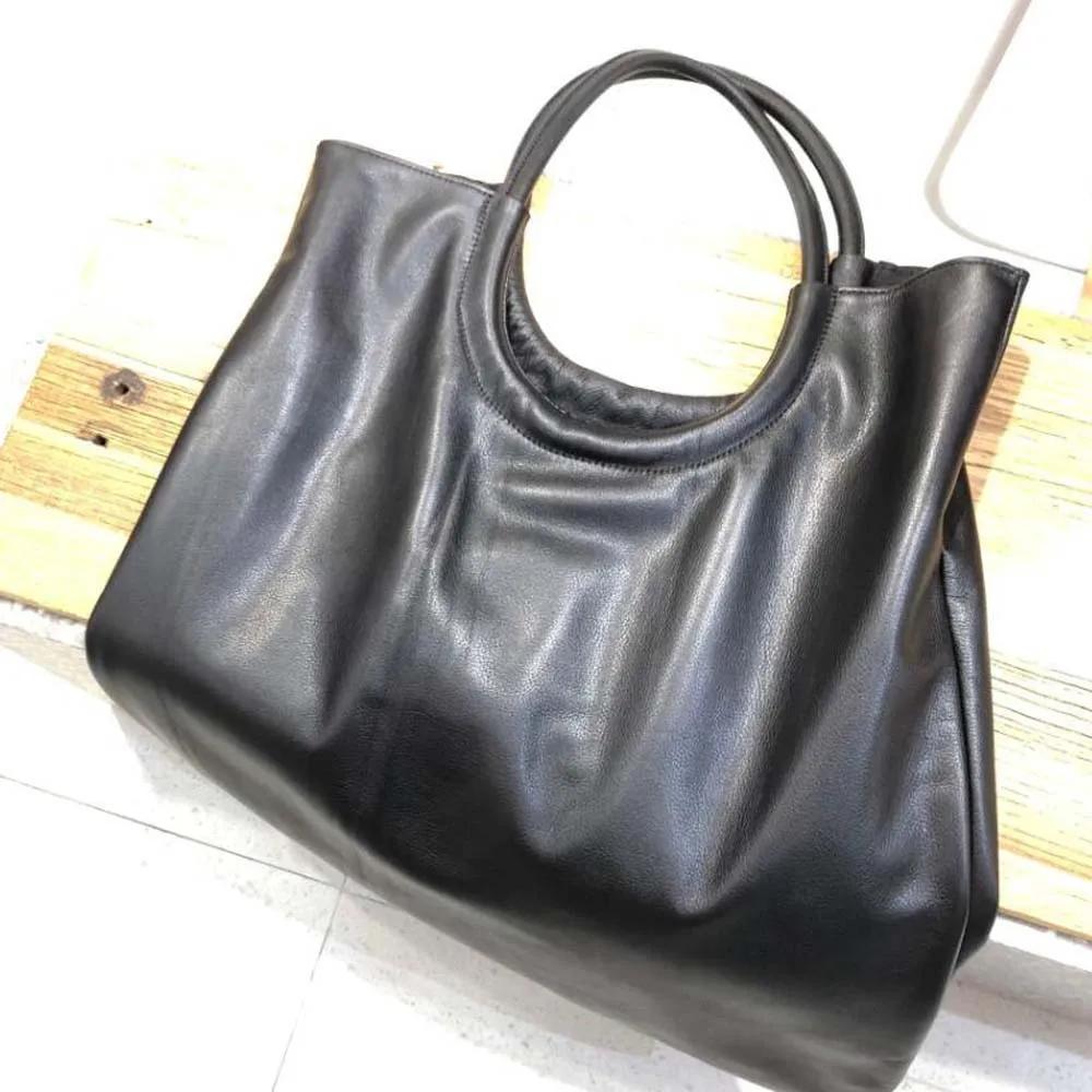 Grand sac en cuir véritable souple pour femme, fourre-tout décontracté, sac de voyage pour ordinateu