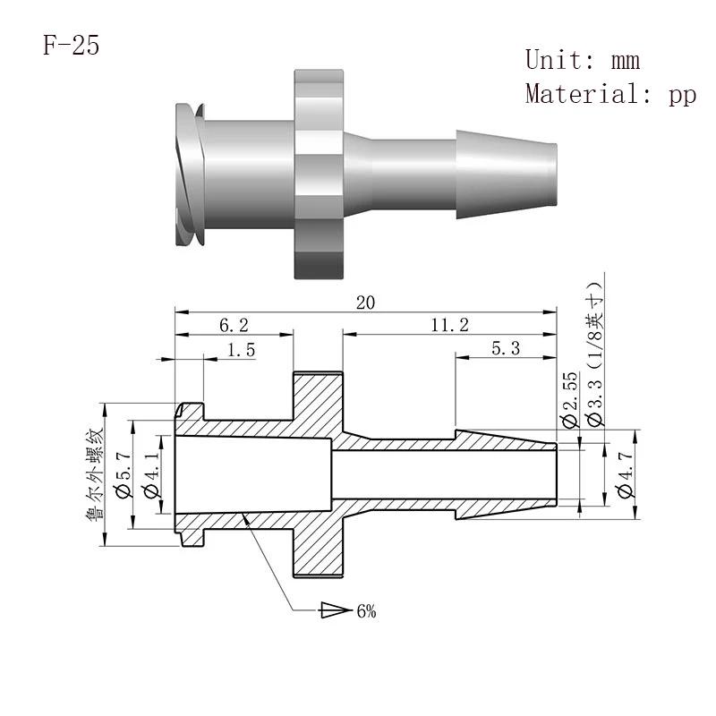 Adaptateur Luer Lock PP, Valve d'air en plastique, distribution de tuyau de colle, sous-emballage, c