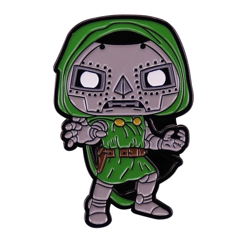 Broche de masque MF DOOM, broche d'art Hip Hop, Badge de dessin animé