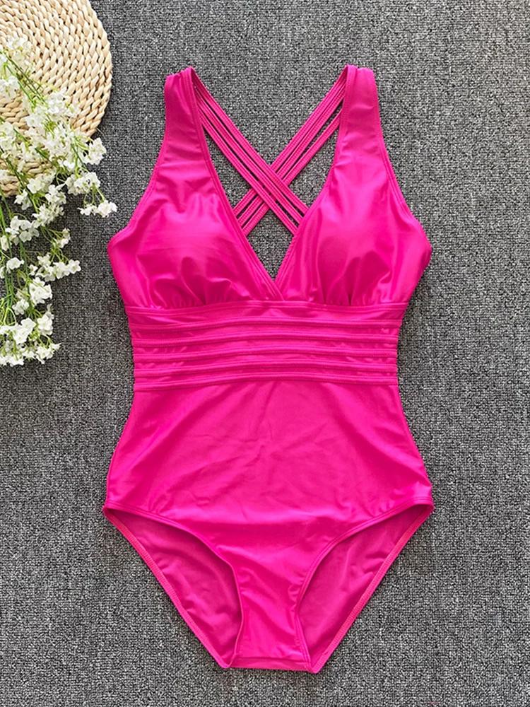 Monokini bandage croisé dos nu push-up 2023 - Maillot de bain une pièce sexy pour plage et piscine