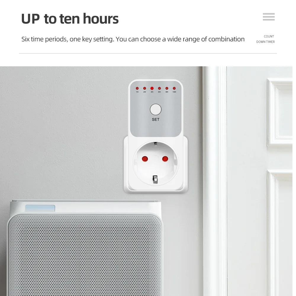 Prise de commutateur de minuterie de compte à rebours de 10 heures, compteur de puissance électroniq