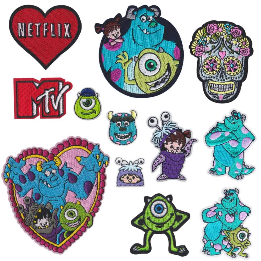 Patchs brodés de dessin animé mignon pour vêtements, autocollant de monstre Animal, Patch de fer sur