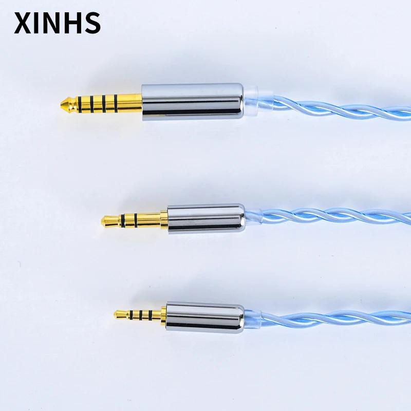 Câble d'écouteurs HIFI plaqué argent en cuivre monocristallin bleu à 2 brins XINHS