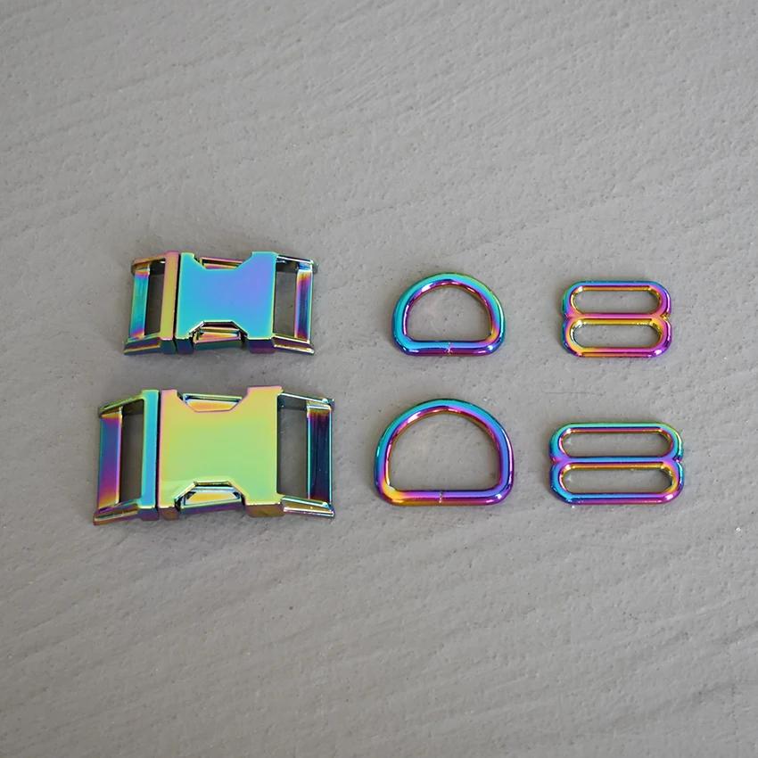 1 ensemble de 3 pièces de quincaillerie métallique pour sangle (15mm/20mm/25mm) : anneau en D, ajust
