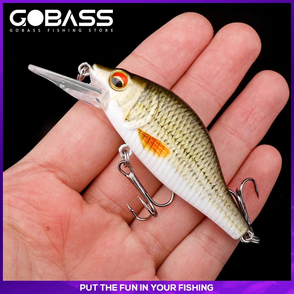 GOBASS 50/70/90mm manivelle leurre de pêche vairon noir filature leurres pour la pêche flottant Wobb