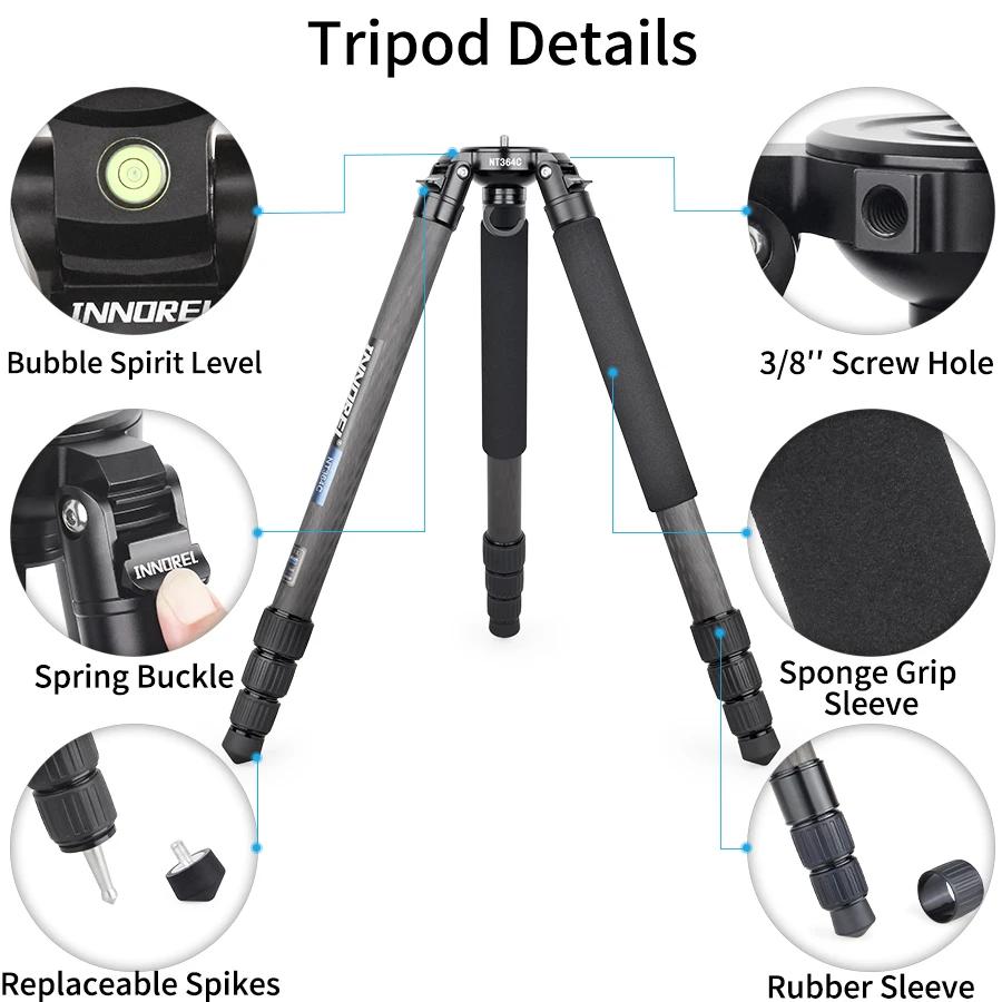 Trépied professionnel en Fiber de carbone NT364C, pour appareil photo DSLR, caméscope vidéo, robuste