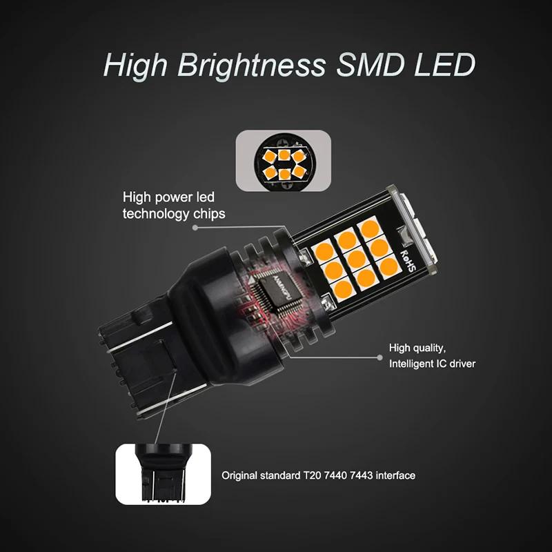 NLpearl-Clignotant automatique, 2x lampe de signalisation de voiture, ampoule LED, 7440, 24SMD, T20,