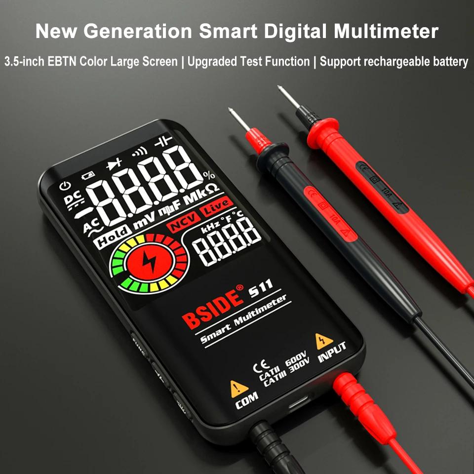 BSIDE multimètre numérique 9999 T-RMS 3.5 "affichage couleur LCD tension cc AC capacité Ohm Diode mu
