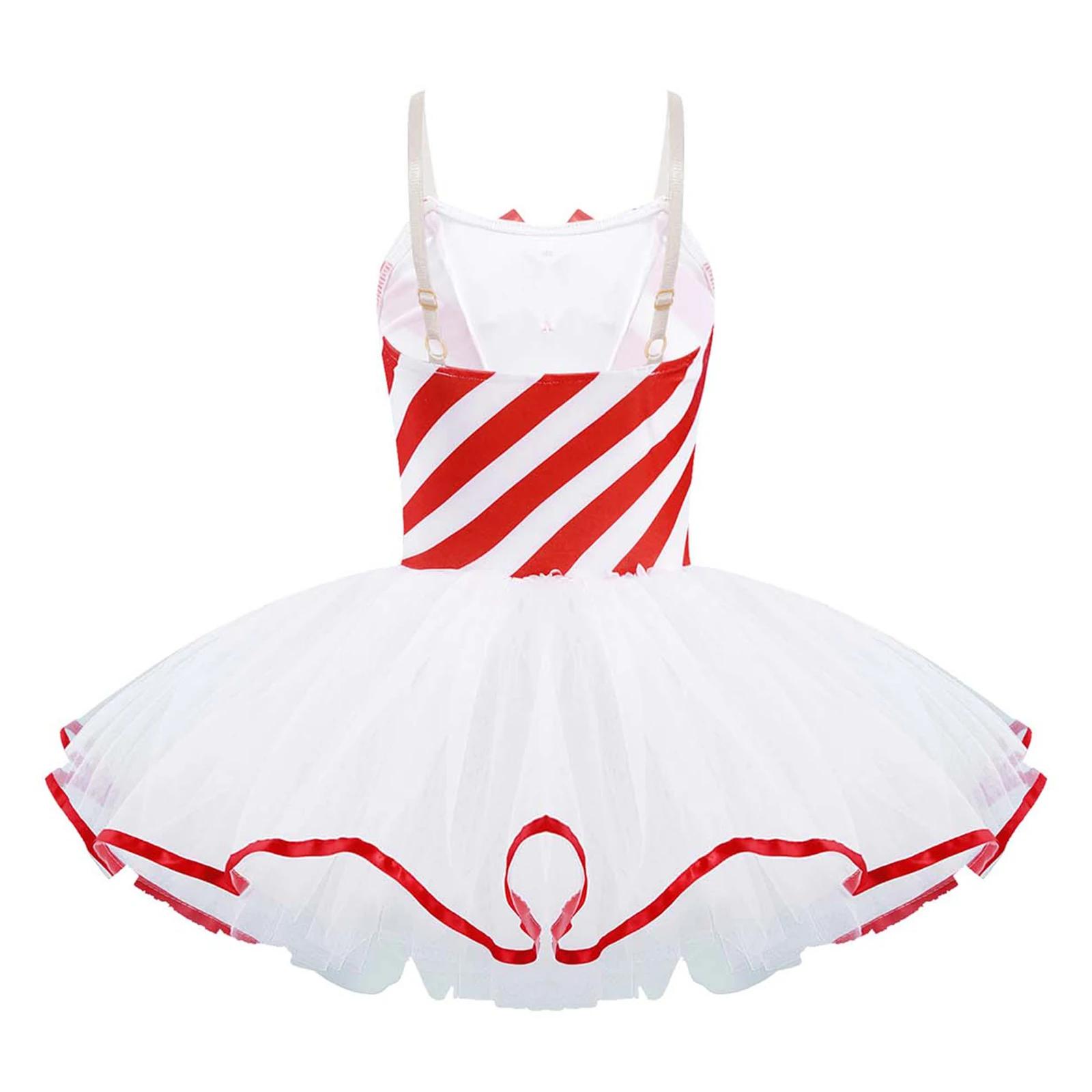 Robe de danse tutu de ballet rayée Candy Cane pour filles, patinage artistique de Noël, costume de d