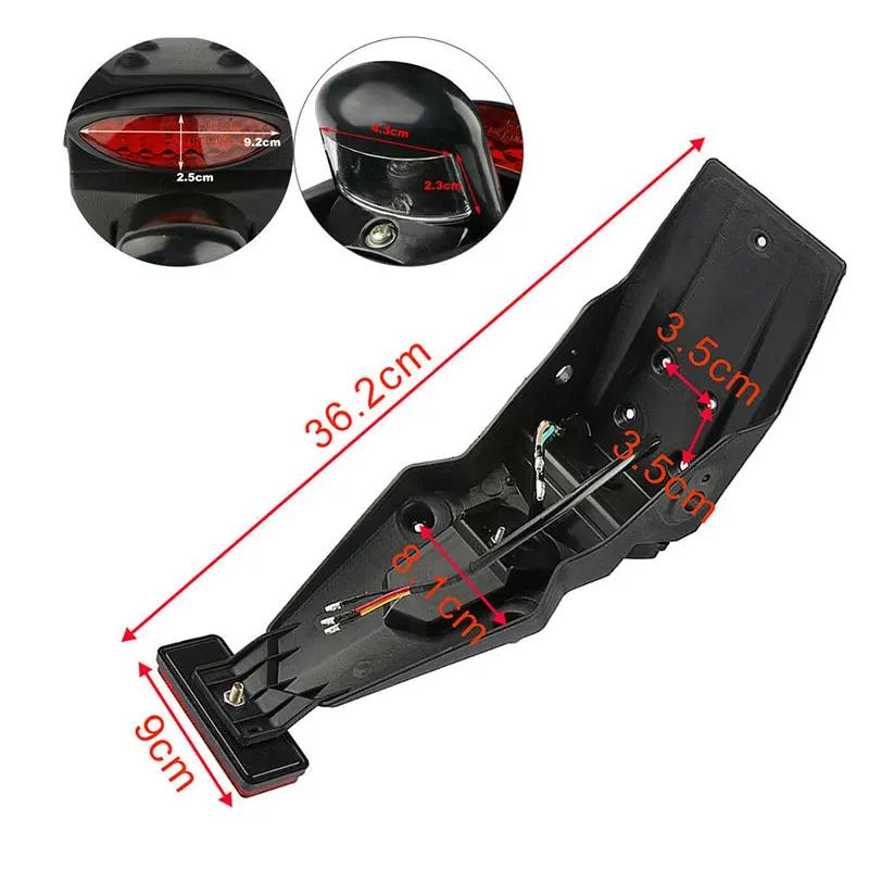 Garde-boue arrière universel en plastique ABS pour moto, feu arrière de frein à LED