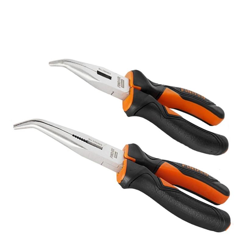 Pince à nez courbé de 6/8 pouces, outils de serrage, pince à dénuder le fil, pince coupante courbée 