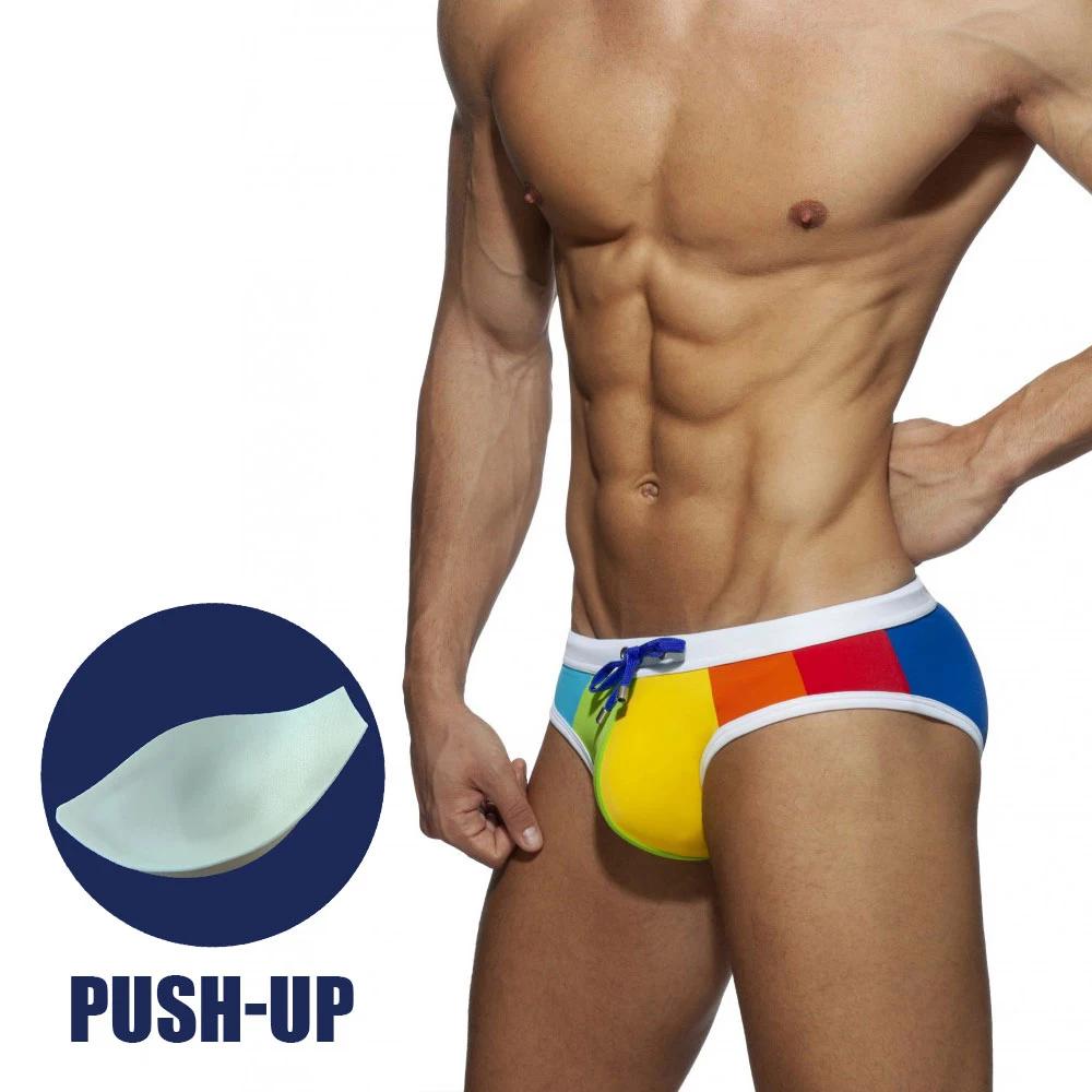UXH rembourré contraste couleur slip De bain push-up Sexy maillots De bain hommes slip De natation S