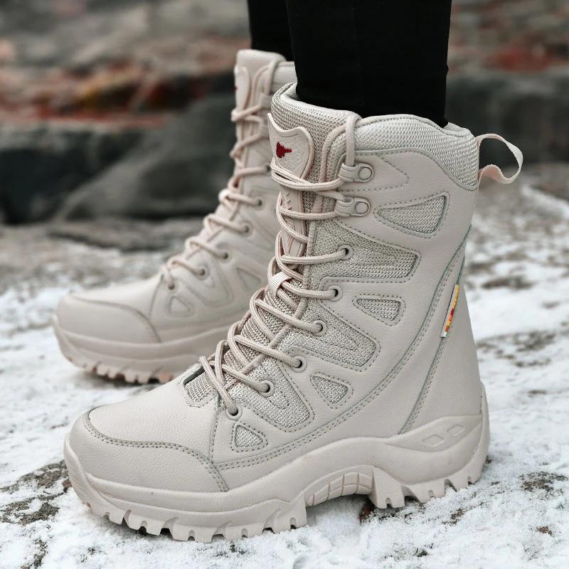 Bottes randonnée femme haut de gamme cuir doublure polaire hiver trekking montagne camping