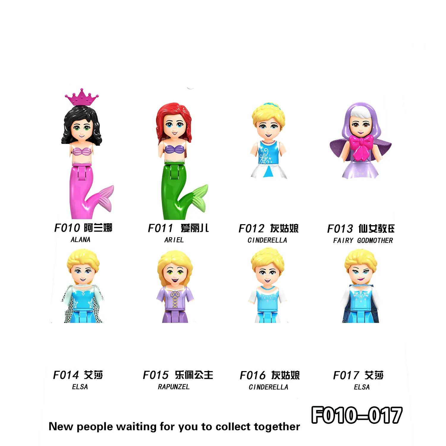8 pièces/ensemble conte de fées princesse fille Belle bête Cendrillon Anna Olivia modèle assembler p