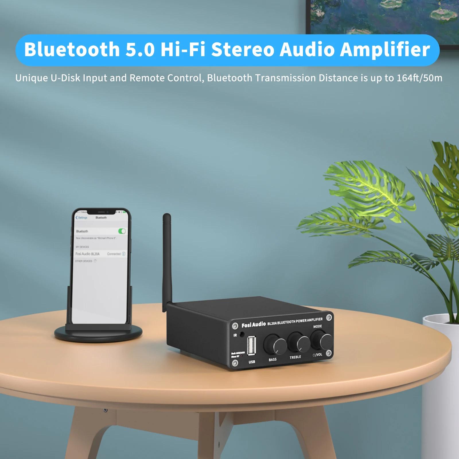 Fosi Audio-Amplificateur de Puissance Sonore Bluetooth TPA3116, 2,1 CH, 100W, Mini HiFi Classe D, Ba