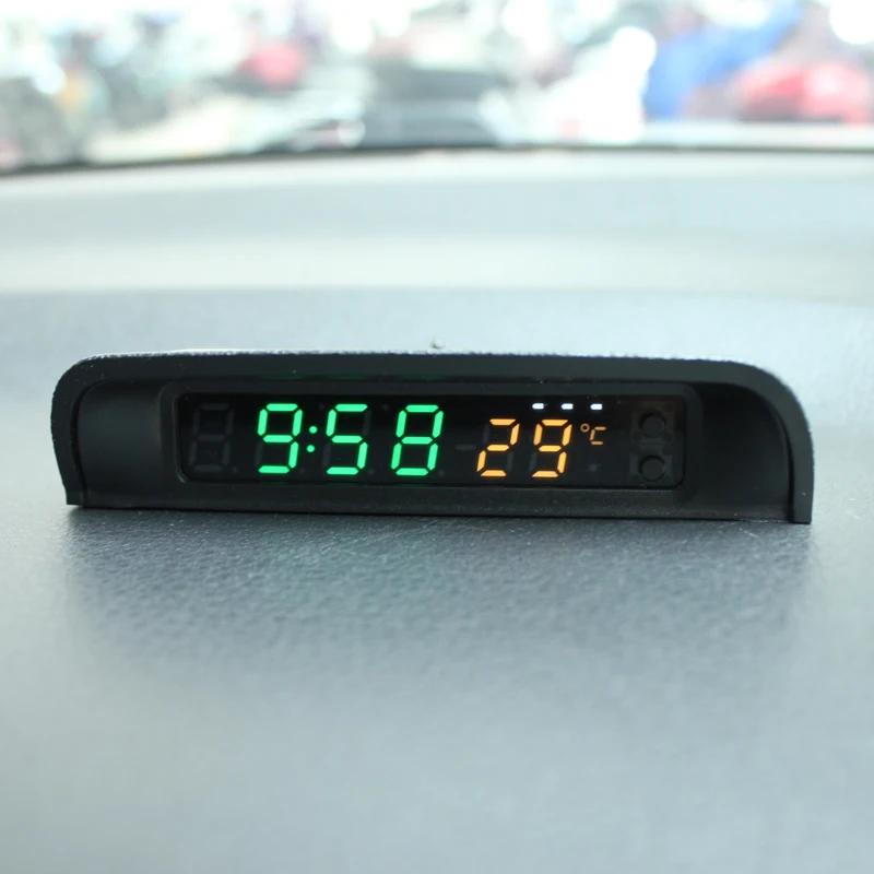 Horloge numérique de voiture solaire, thermomètre à double affichage couleur, interrupteur intellige