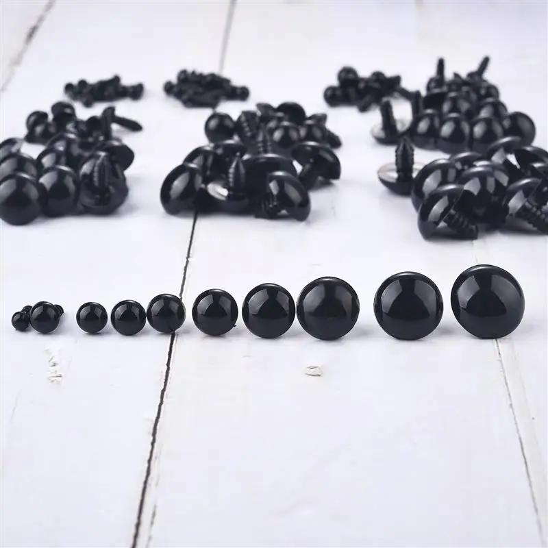 100 pièces de boules oculaires en plastique noir pour poupée, accessoires de sécurité pour jouets, A